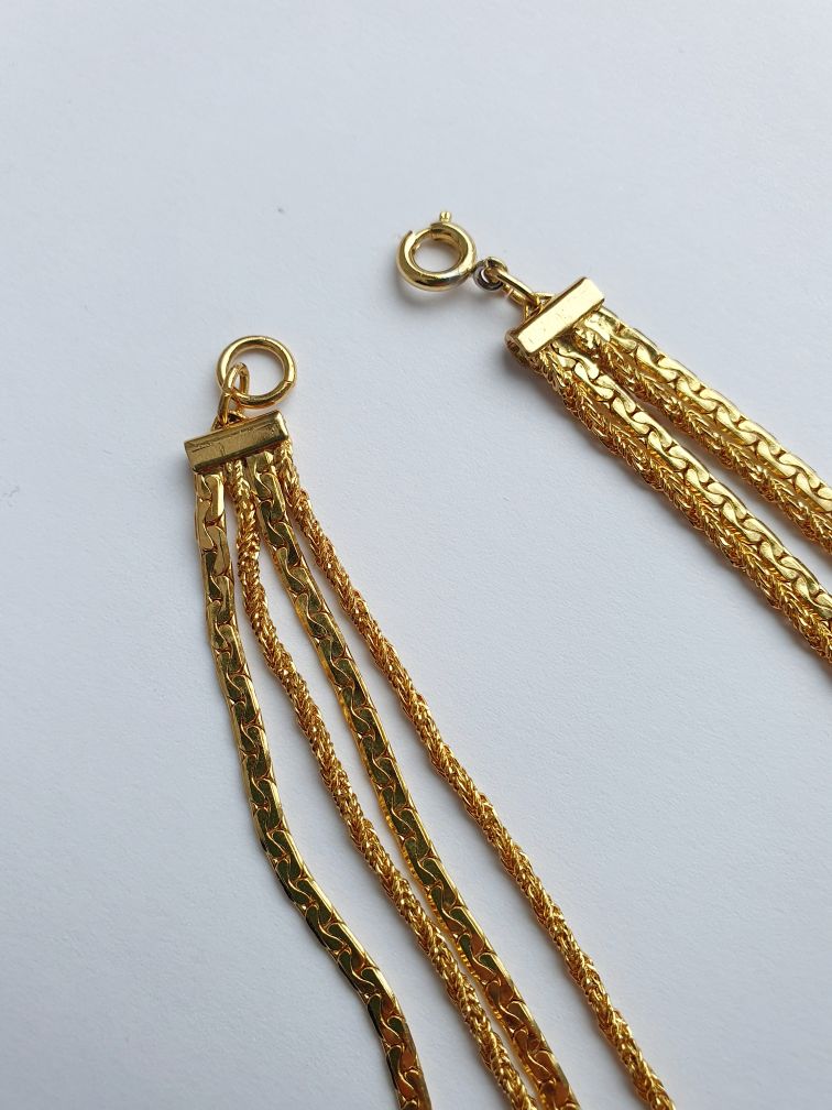 Vintage Gold Plated 4 Strand Chain Necklace