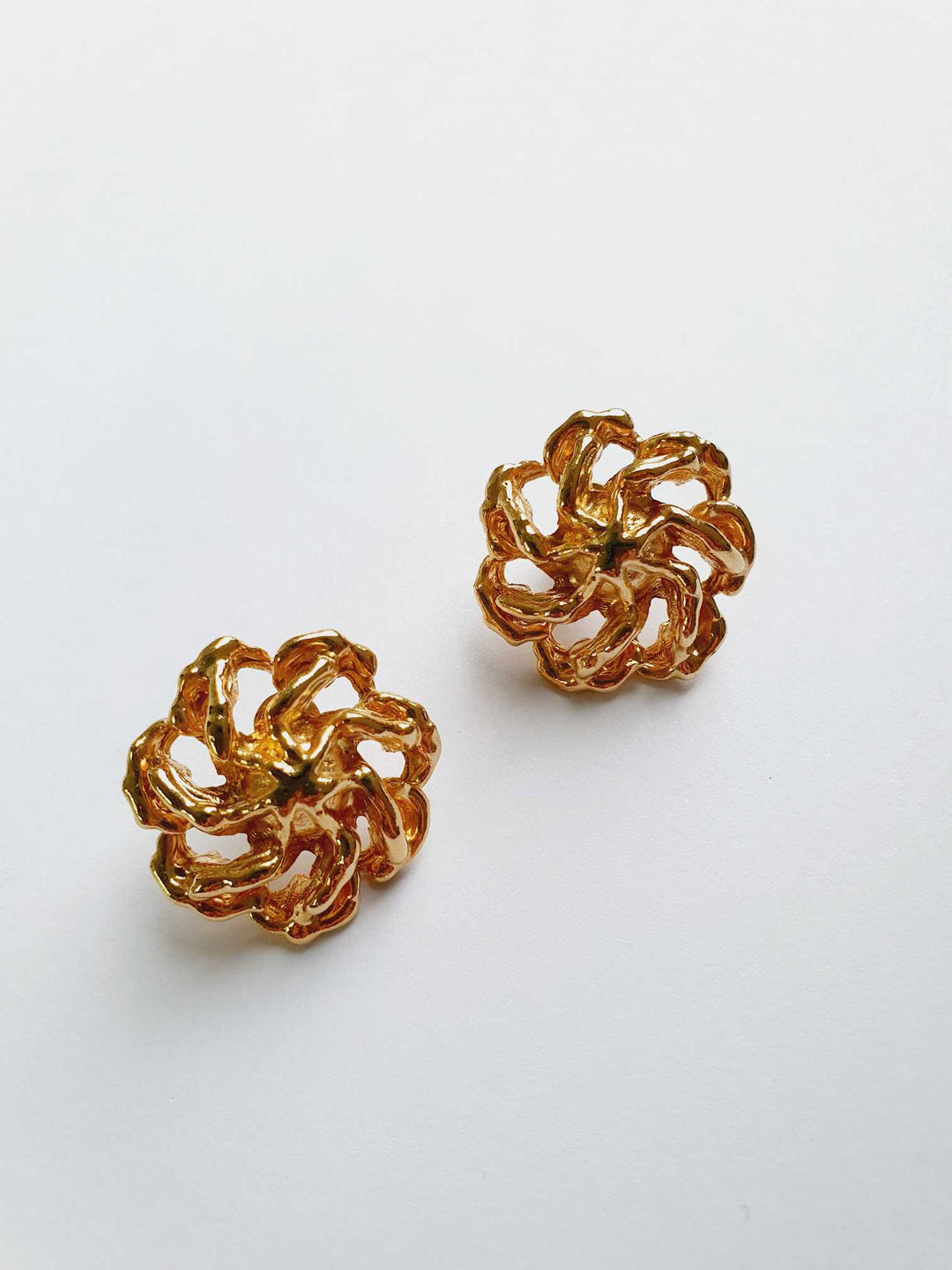 Vintage Gold Plated Statement Stud Earrings