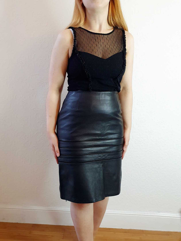 Vintage Detailed Leather Skirt - XS