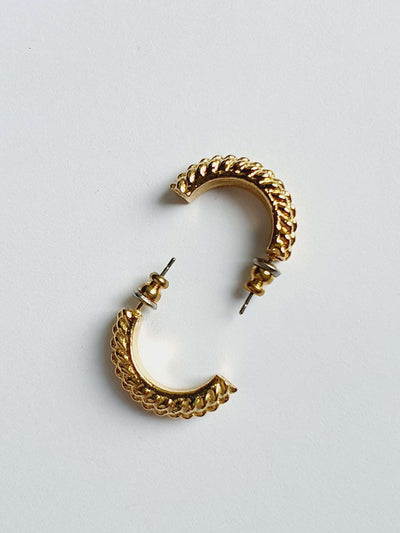 Vintage Gold Plated Twist Half Hoop Earrings