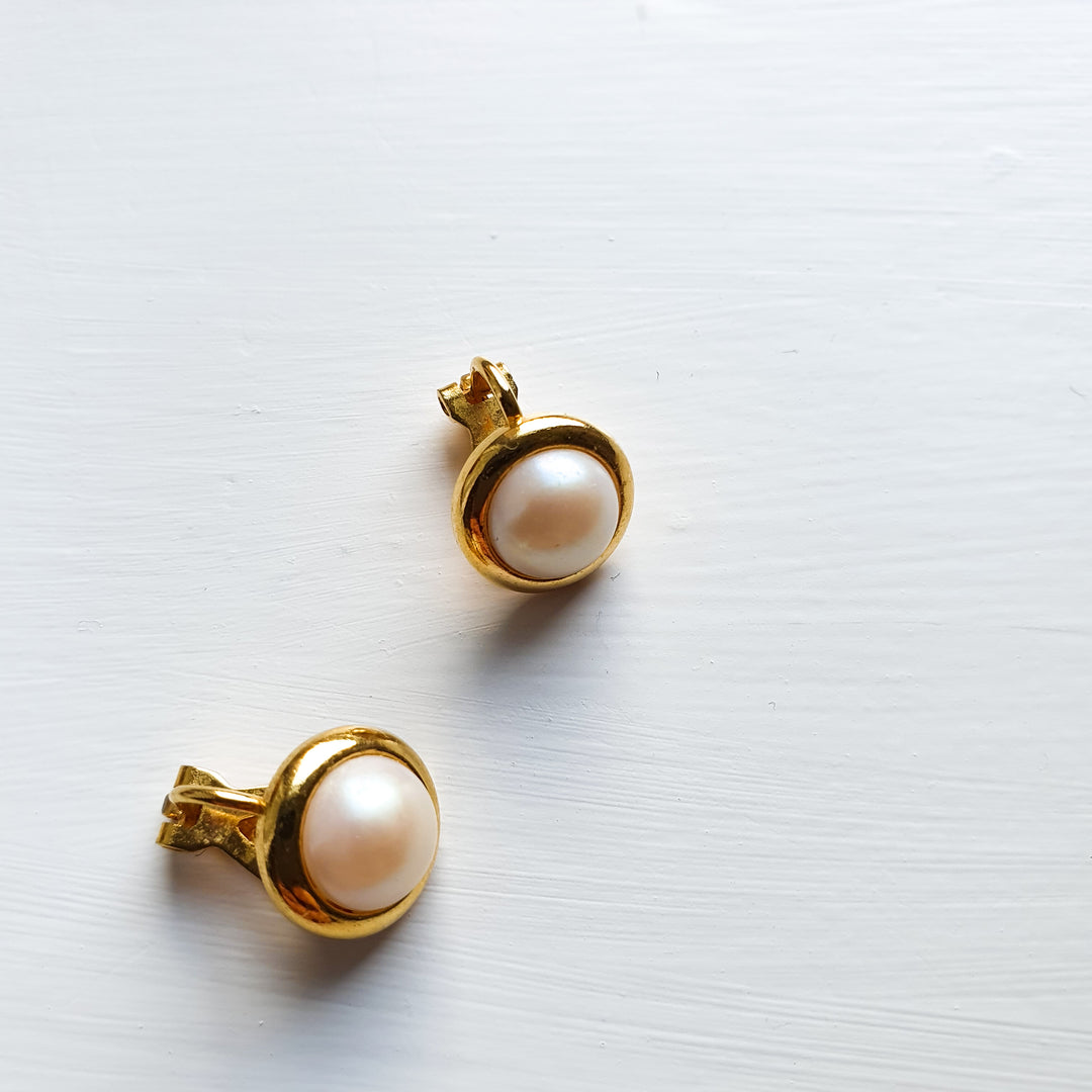 Faux Pearl Clip On Earrings