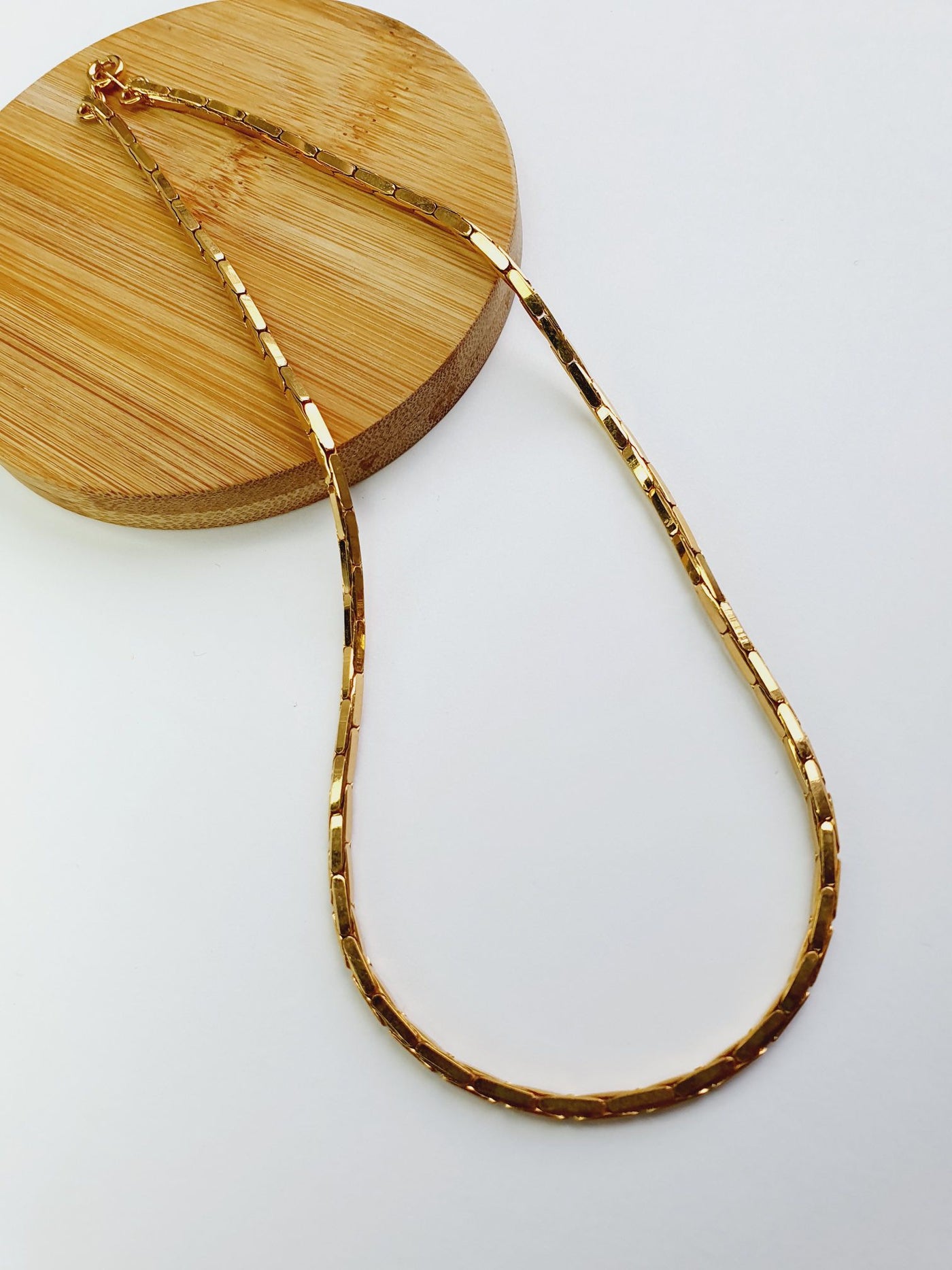 Vintage Gold Plated Square Chain Necklace