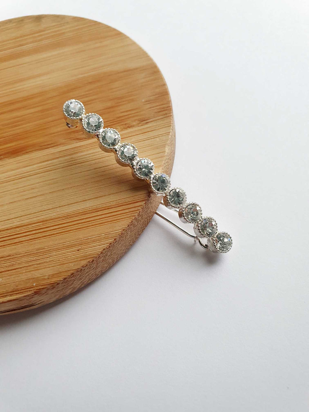 Vintage Silver Hair Clip with Crystals