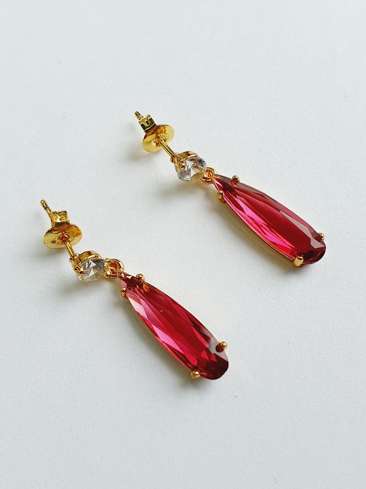 Vintage Gold Plated Crystal Drop Earrings