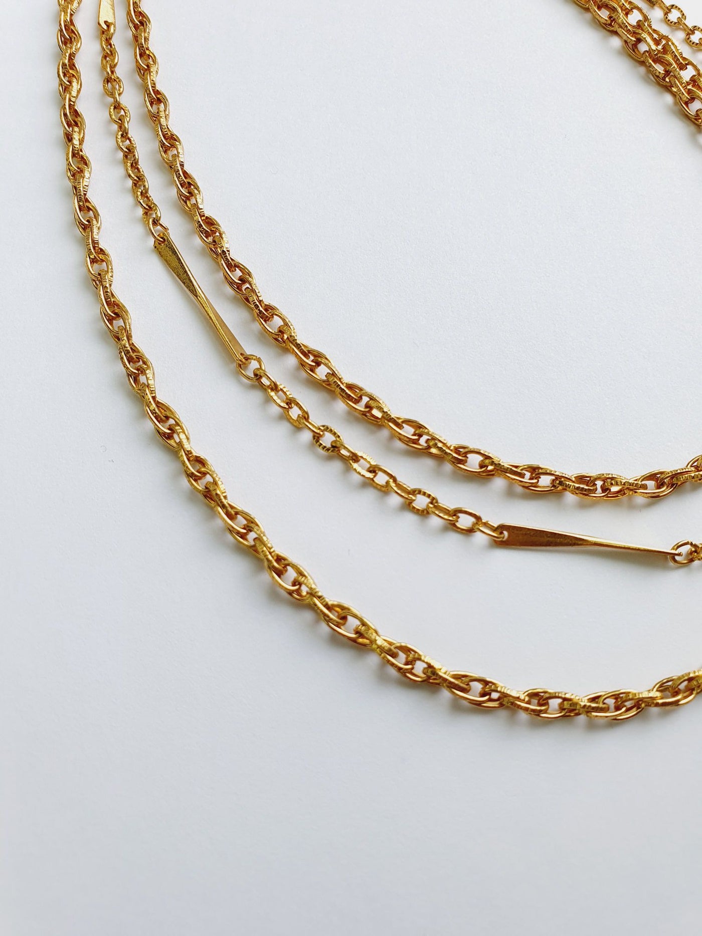 Vintage Gold Plated Triple Chain Necklace