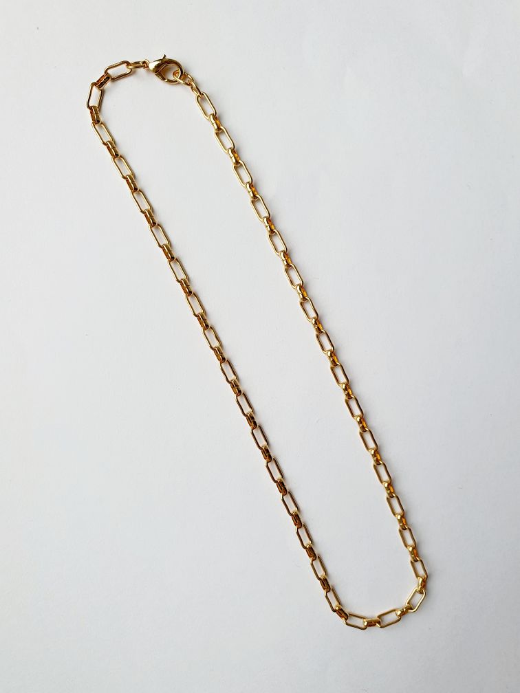 Vintage Gold Plated Paperclip Chain Necklace 16"