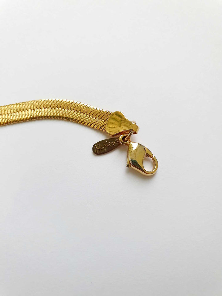 Vintage Gold Toned Herringbone Chain Necklace by Napier