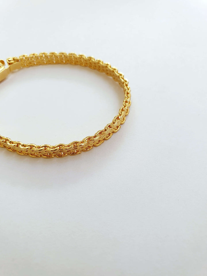 Vintage Gold Plated Textured Mesh Chain Bracelet