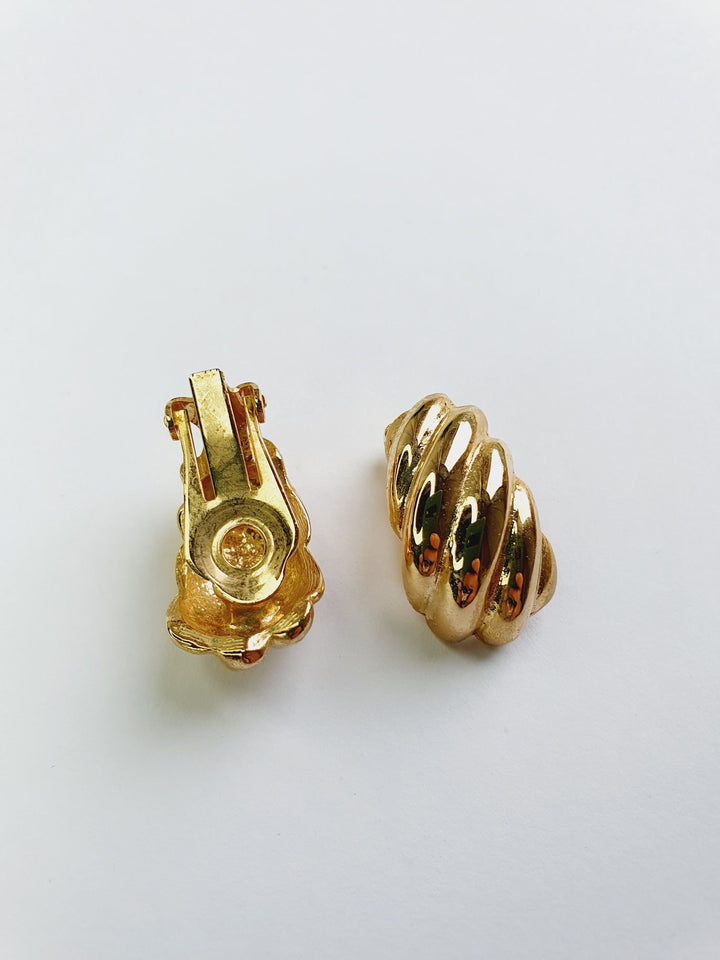 Vintage Gold Toned 1980s Clip On Earrings