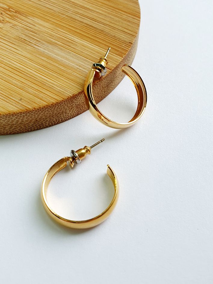 Vintage Gold Plated Minimal Hoops