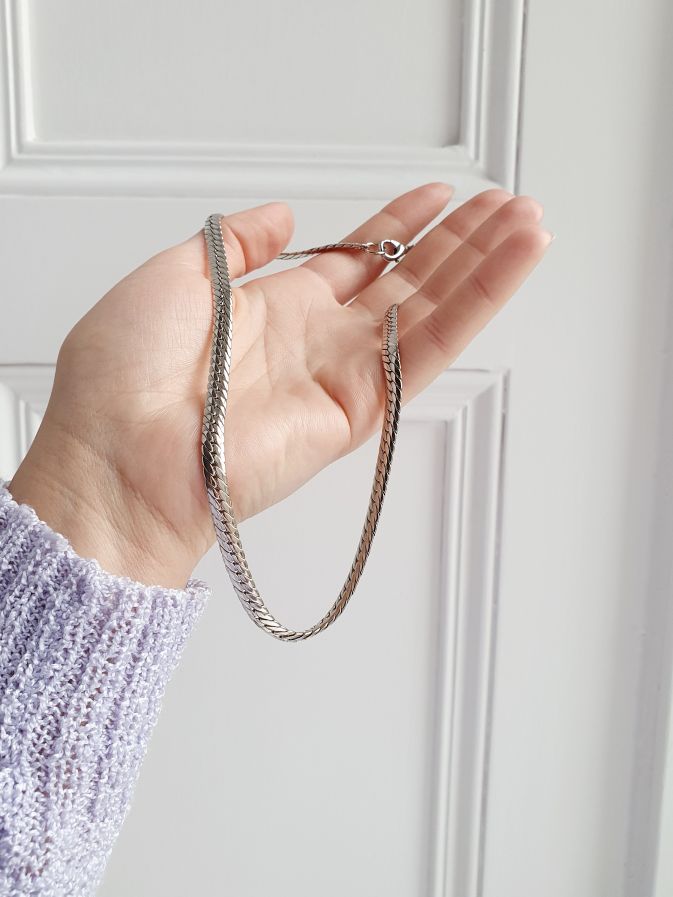 Vintage Silver Plated Curb Chain Necklace