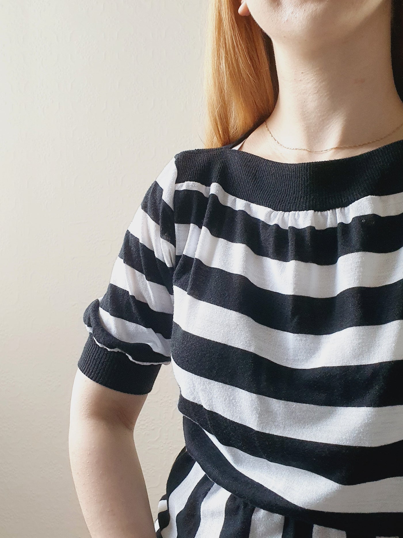 Black & White Striped Fitted Dress - S