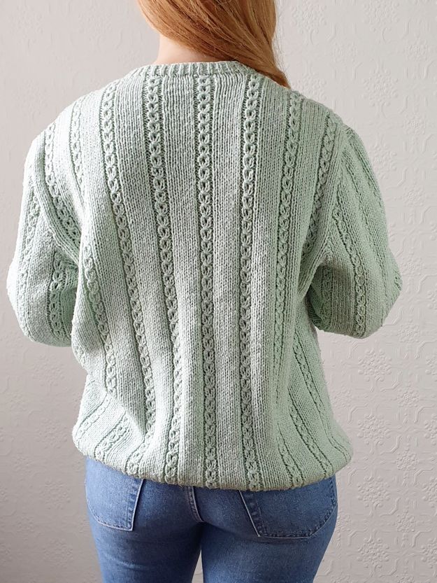 Vintage Handknitted Mint Green Cardigan - M/L