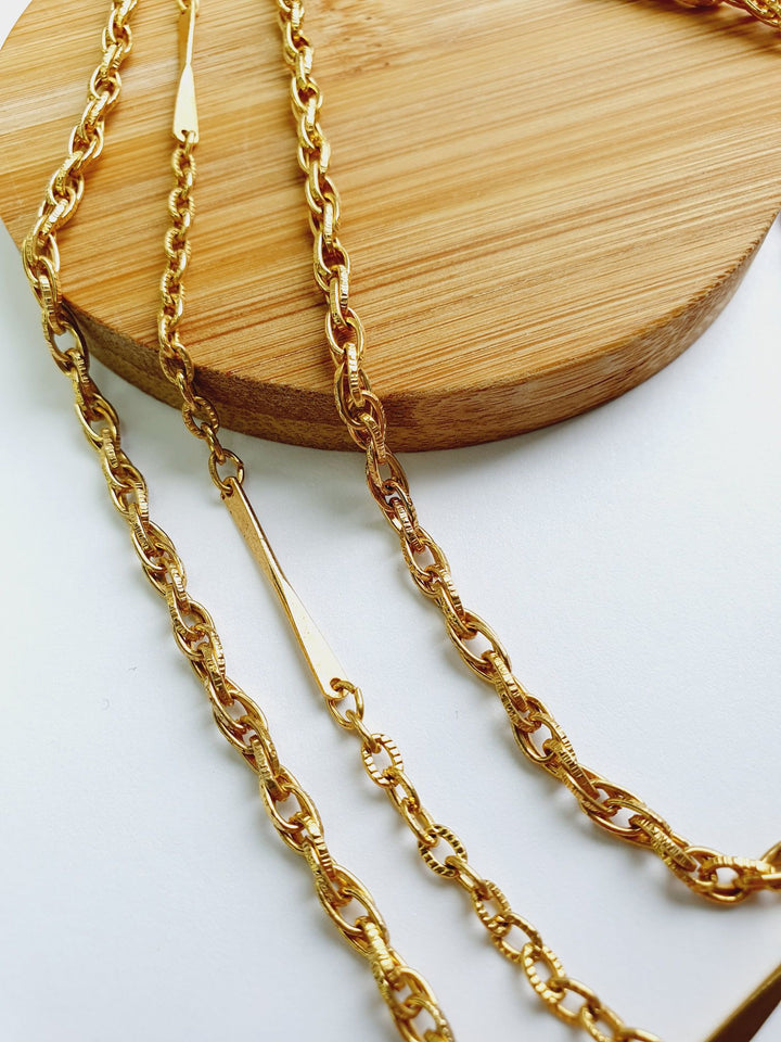 Vintage Gold Plated Triple Chain Necklace