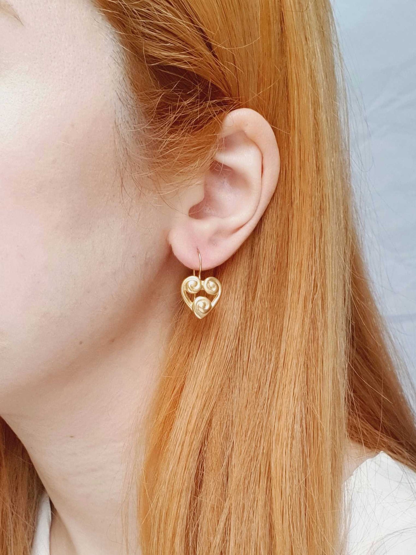 Vintage Gold Plated Heart Drop Earrings