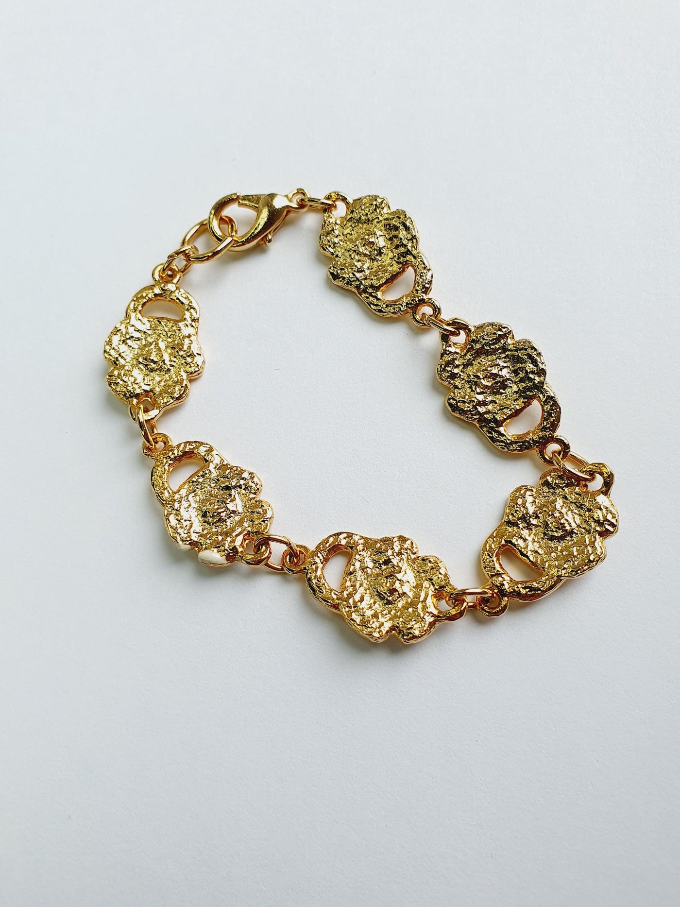 Vintage Gold Plated & Enamel Flower Bracelet