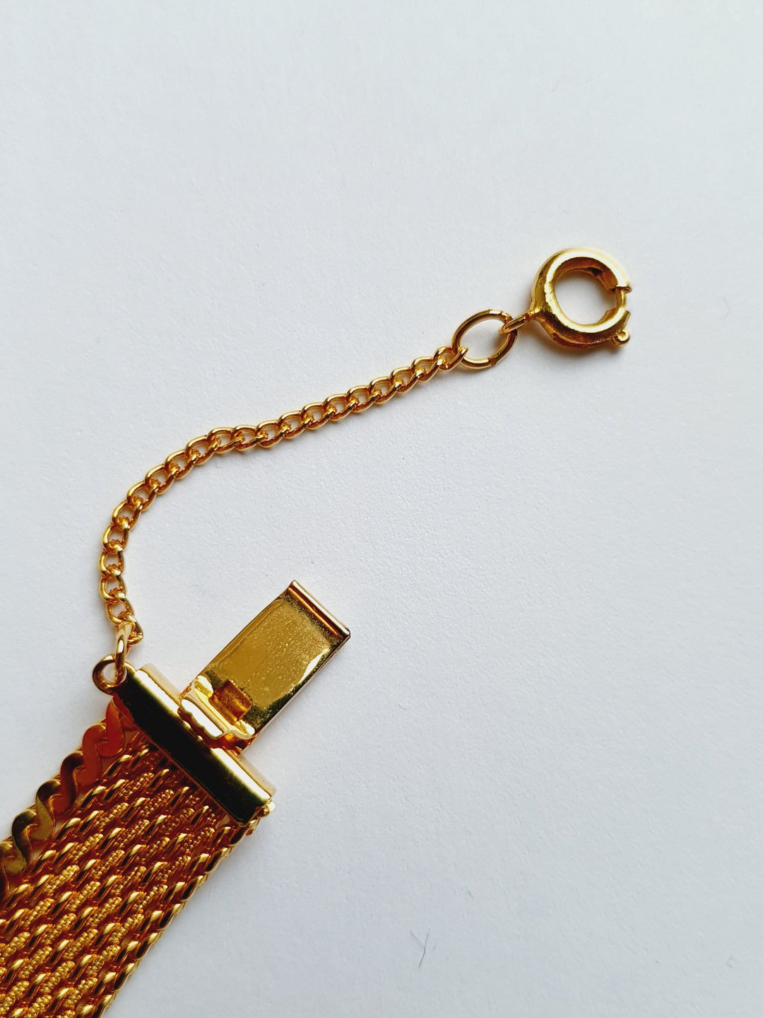 Vintage Gold Plated Flat Mesh Chain Necklace