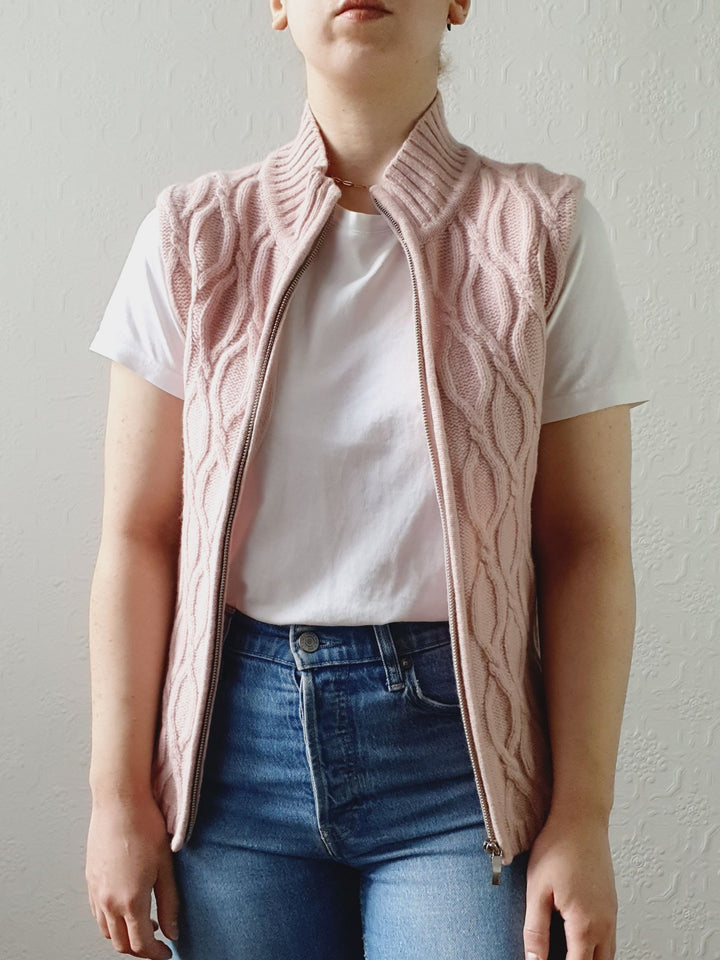 Vintage Soft Pink Lambswool & Cashmere Zip Up Vest - XS/S