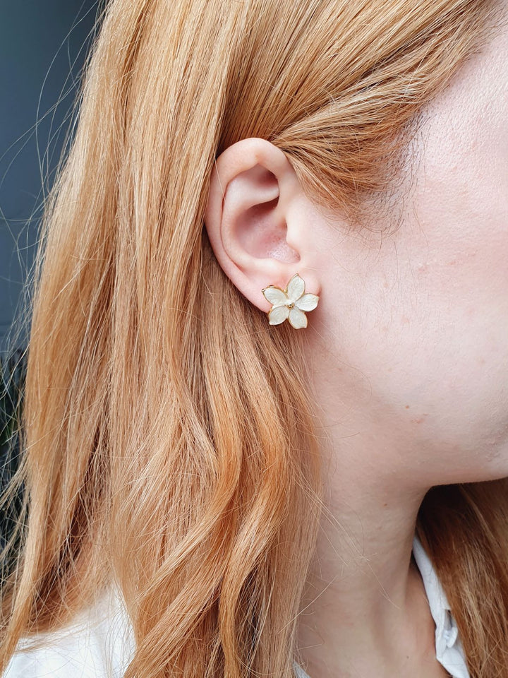 Vintage Gold Plated Flower Stud Earrings