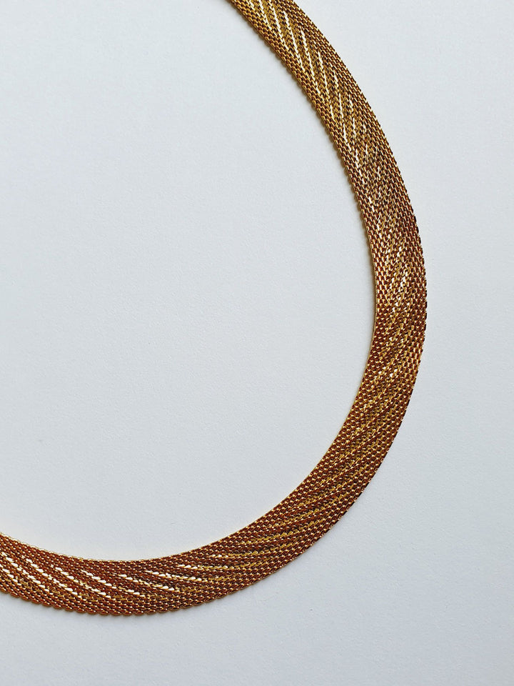 Vintage Gold Plated Flat Mesh Chain Necklace