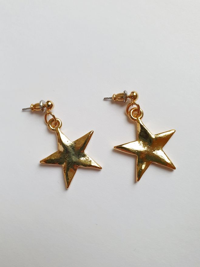 Vintage Gold Plated Star Drop Earrings