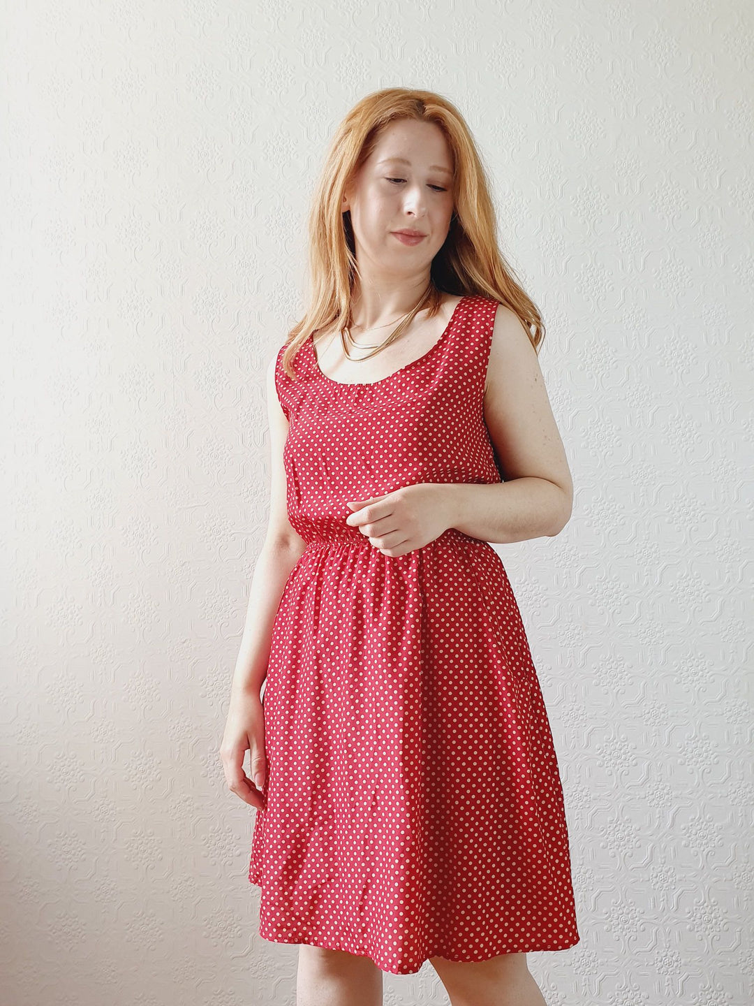 Vintage Red Polka Dot Dress - S