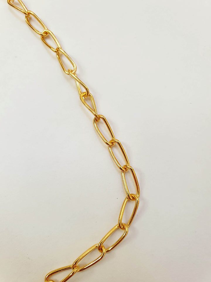 Vintage Gold Plated Long Link Chain Necklace