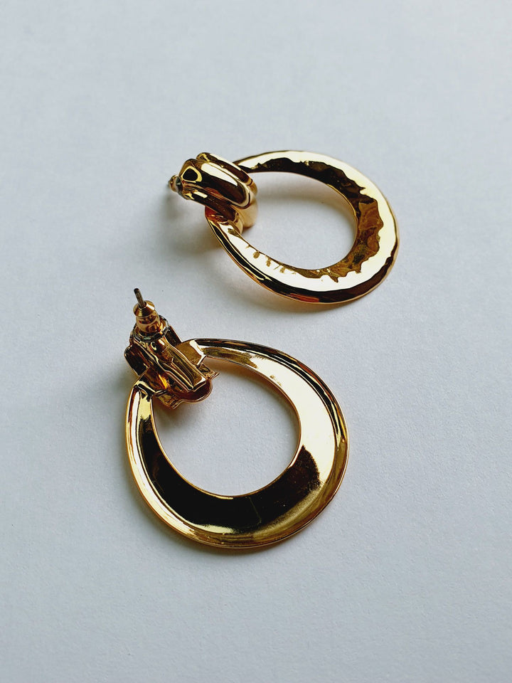 Vintage Gold Plated Hammered Earrings