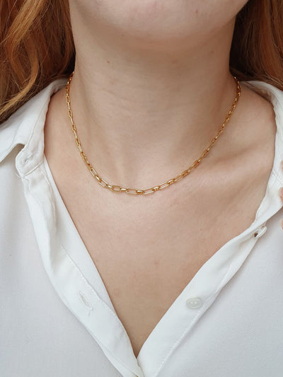 Vintage Gold Plated Paperclip Chain Necklace 16"