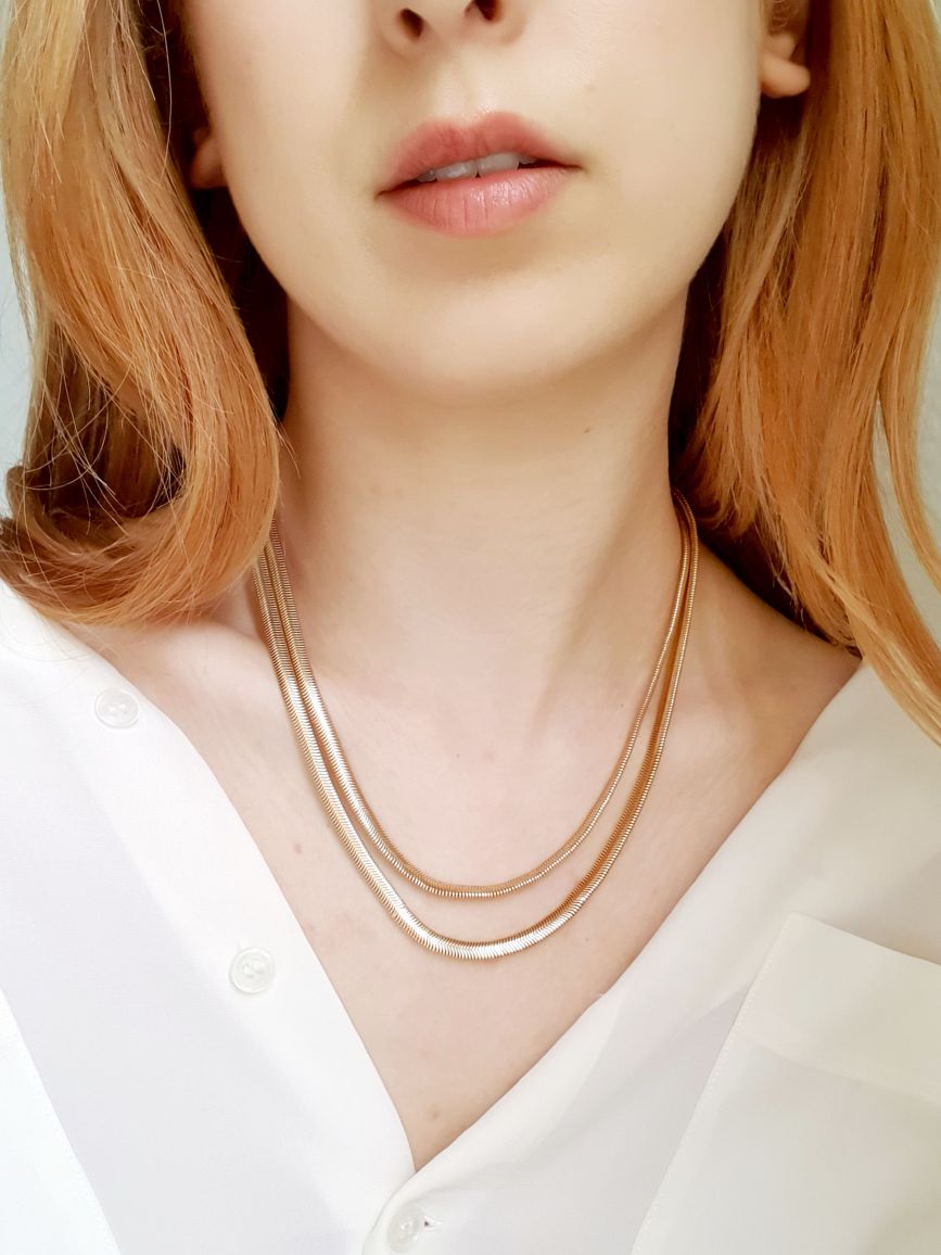 Double Herringbone Chain Necklace