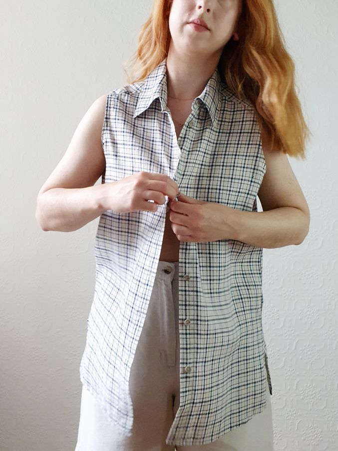 Vintage St Michael Check Top - L