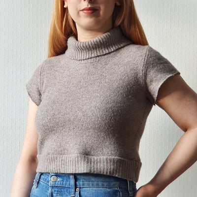 Reworked Taupe Cropped Turtneck  - XS/S