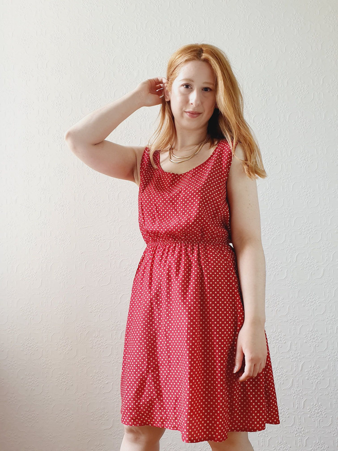 Vintage Red Polka Dot Dress - S