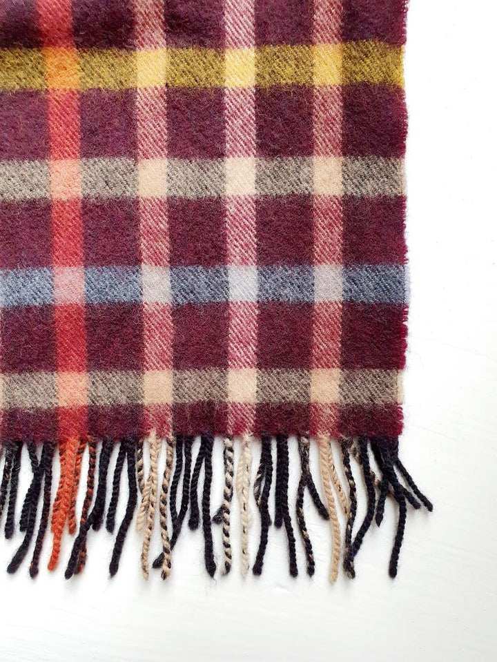 Vintage Burgundy Checked Scarf