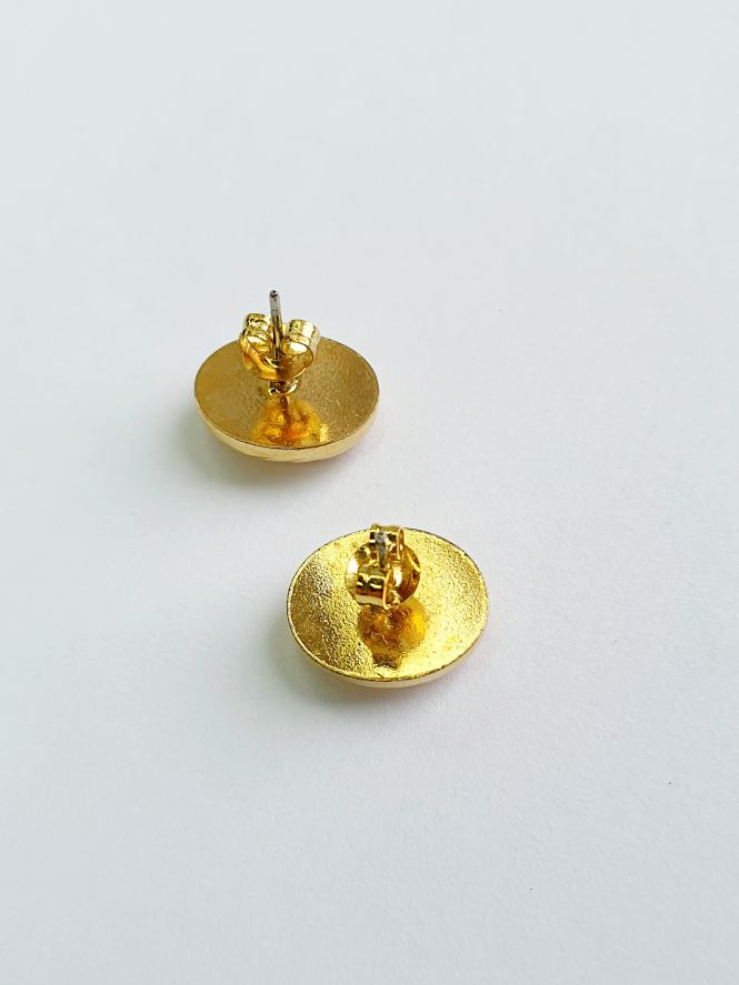 Vintage  Gold Plated Oval Stud Earrings