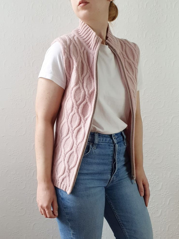 Vintage Soft Pink Lambswool & Cashmere Zip Up Vest - XS/S