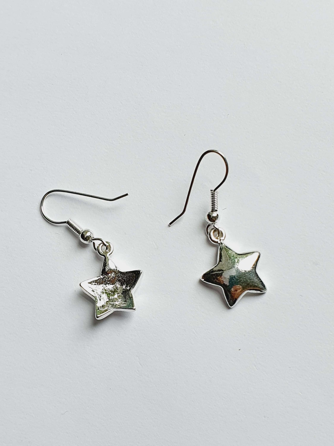 Vintage Silver Plated Drop Earrings with Star Charm