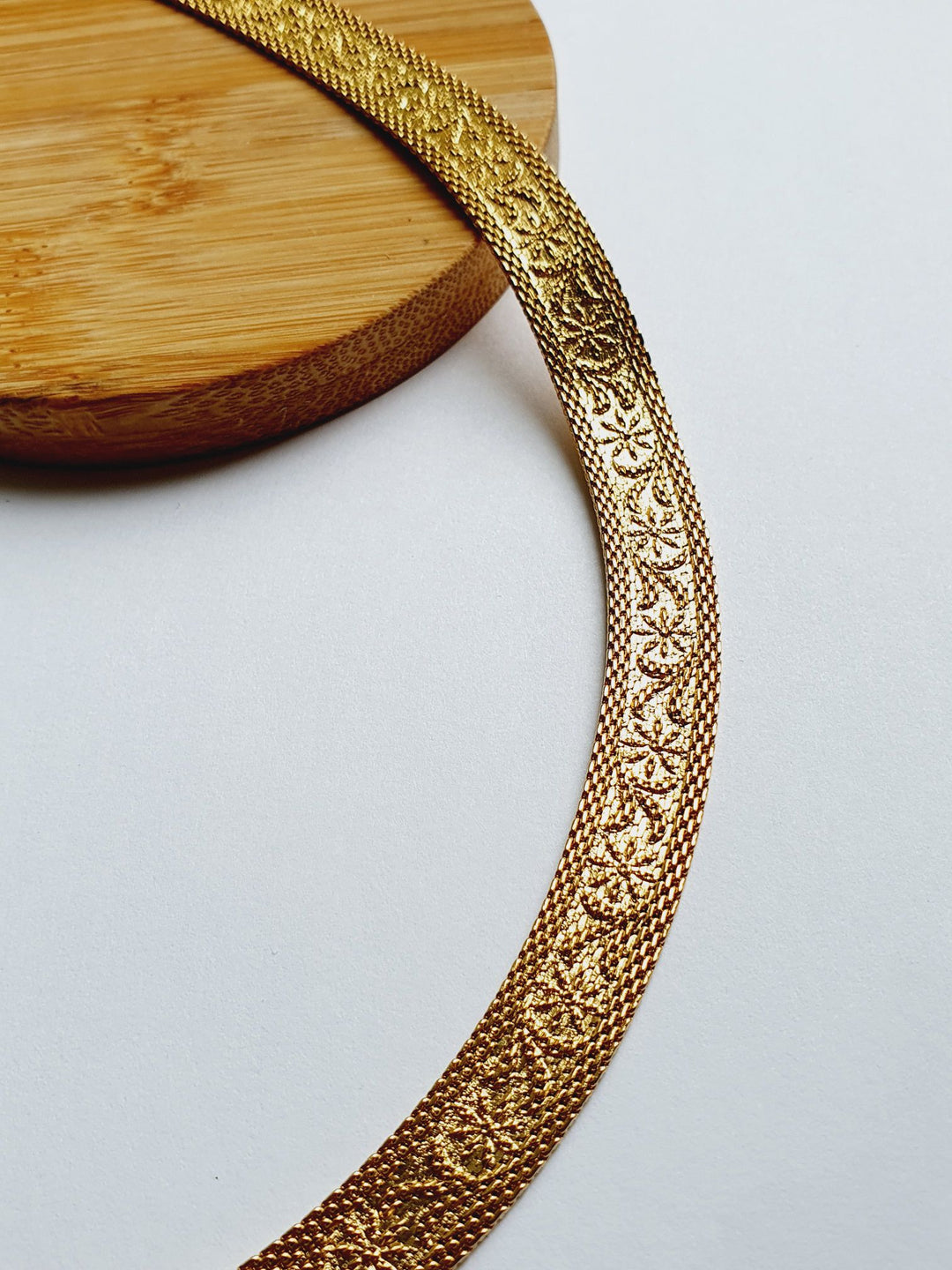 Vintage Gold Plated Flat Mesh Chain Necklace