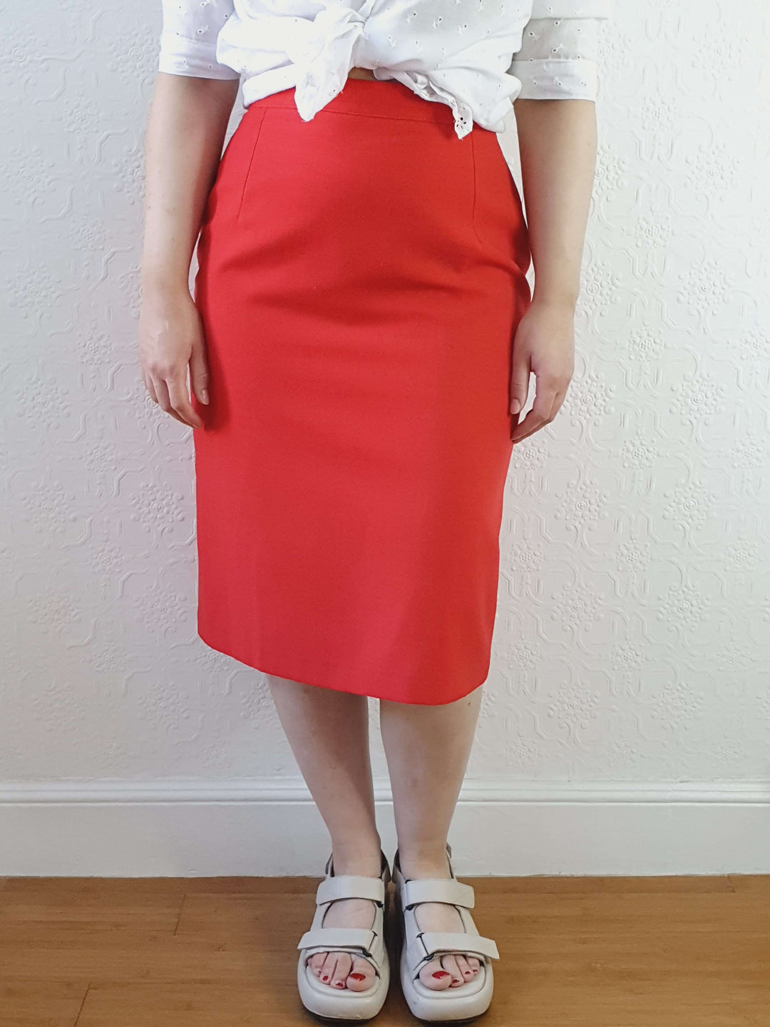 Vintage St Michael Red Pencil Skirt - S