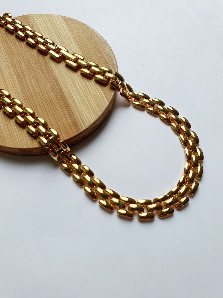 Vintage 80s Gold Plated Panther Chain Necklace