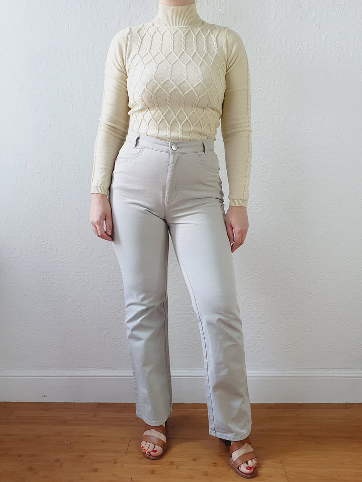 Vintage High Waisted Light Grey MAC Jeans - S/M