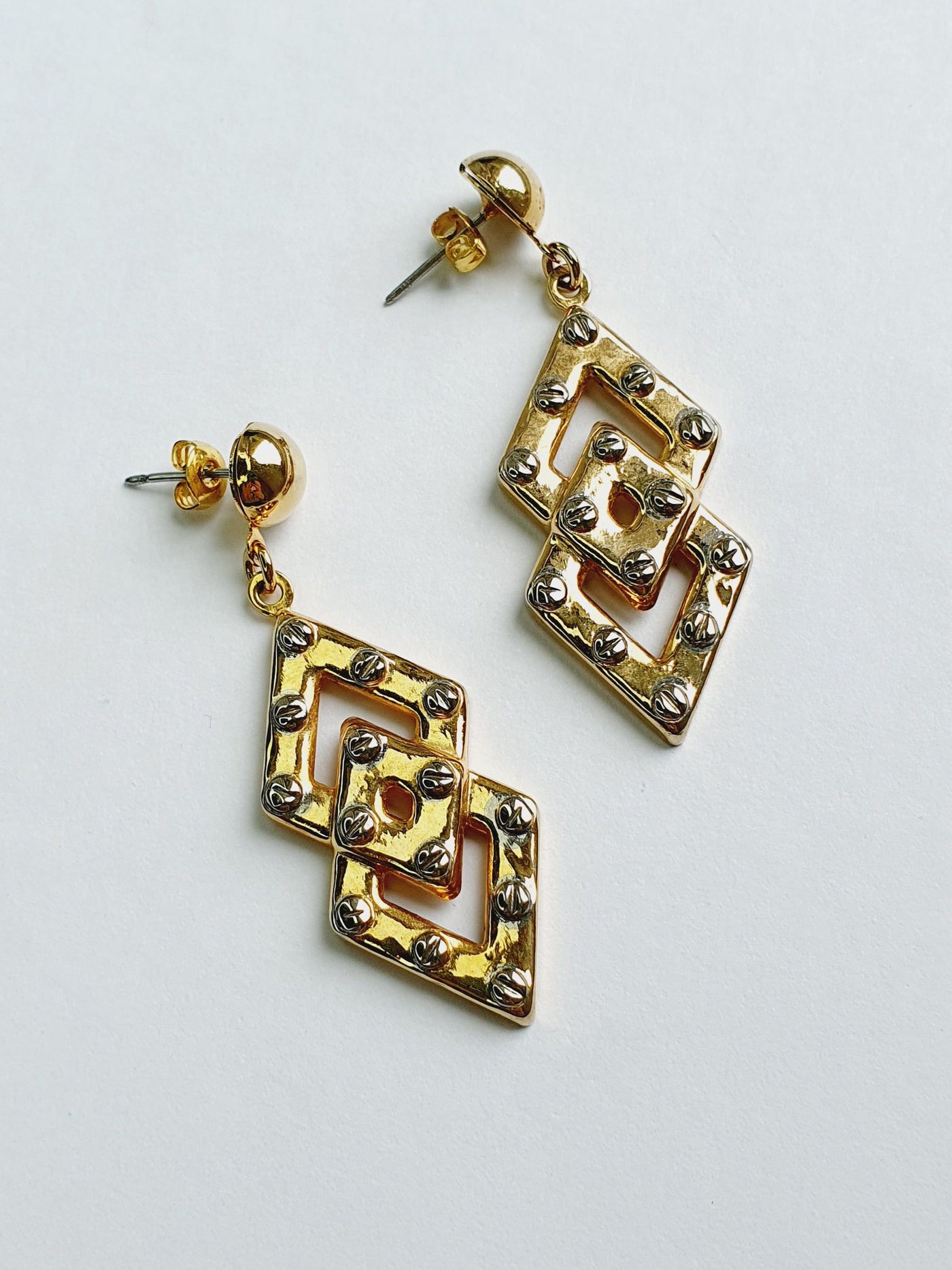 Vintage Gold Plated Statement Drop Earrings