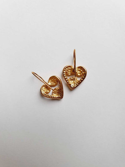 Vintage Gold Plated Heart Drop Earrings