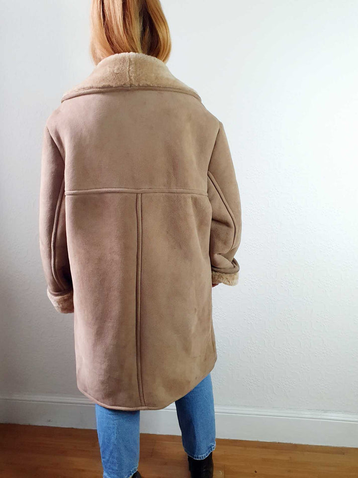 Vintage Brown Genuine Sheepskin Jacket - XL