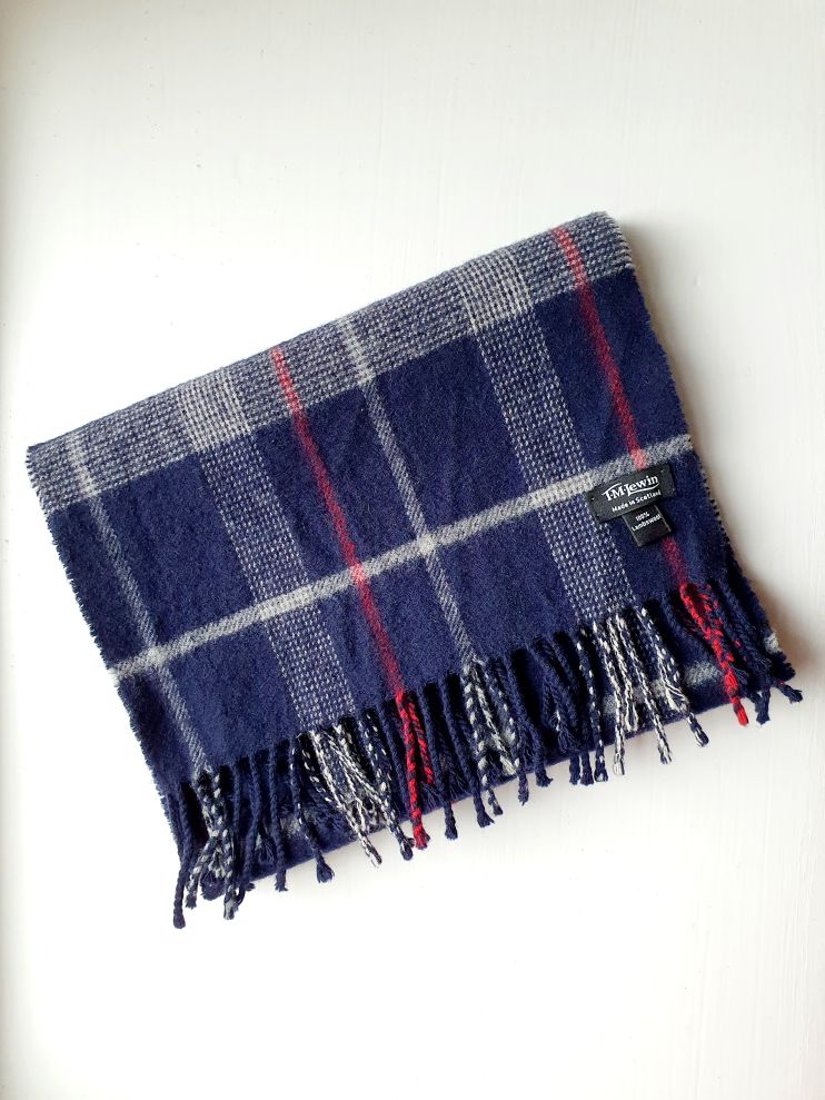 Vintage Navy Tartan Scarf