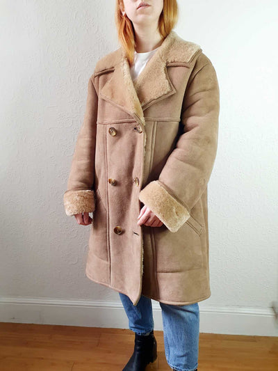 Vintage Brown Genuine Sheepskin Jacket - XL