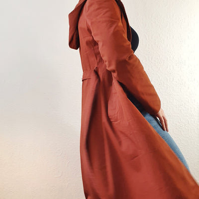 Rust Hooded Trench Coat - XS