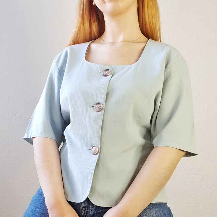 Baby Blue Square Neck Top - M/L