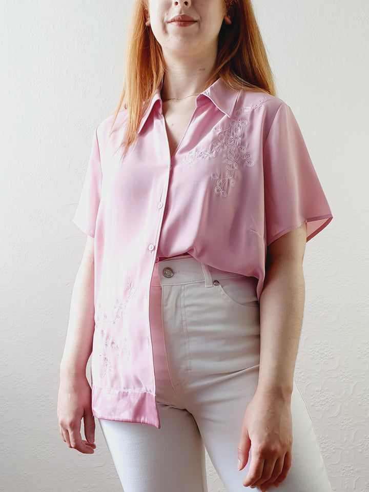 Embroidered Pink Top - L/XL