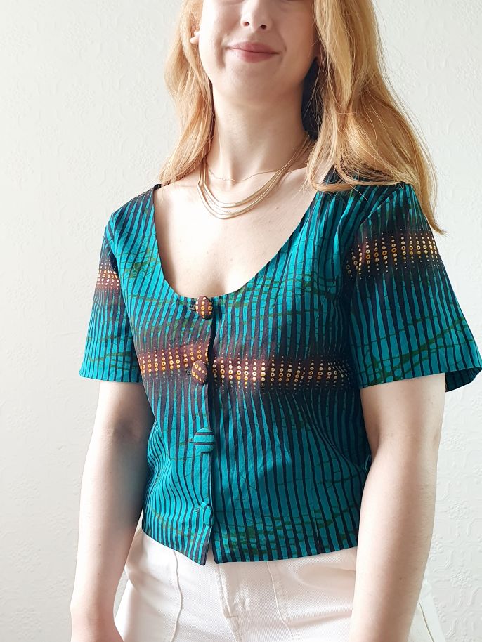 Vintage Handmade Emerald Green Cropped Top - M